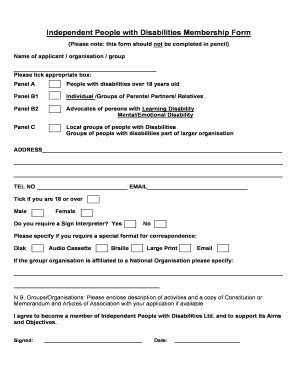 Fillable Online independentpwd Independent People with Disabilities ...