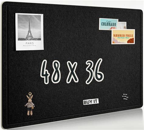 AKTOP Large Black Cork Board 48" x 36", Foldable Felt Notice Pin Board ...