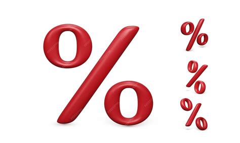Set of 3d percent icon render of percentage symbol in red color vector ...