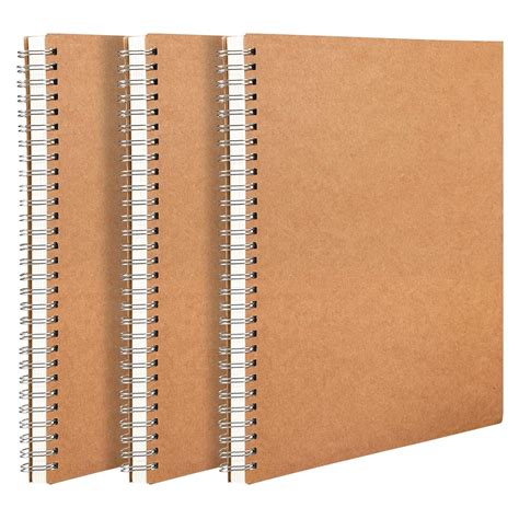 AHGXG B5 Spiral Lined Journal 3 Pack, Large Ruled Notebook with Kraft ...