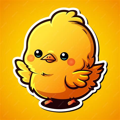 Cute baby chicken cartoon illustration in sticker design farm animal ...