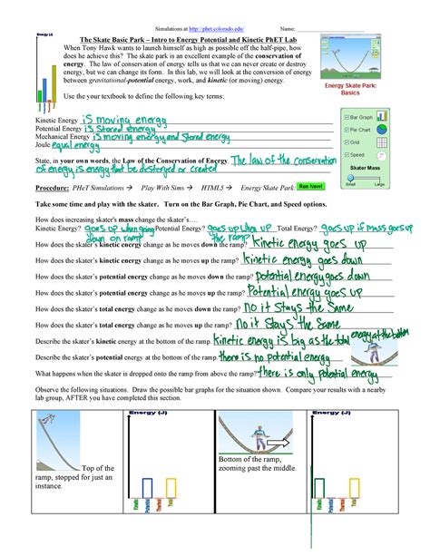 Phet Energy Skate Park Worksheet