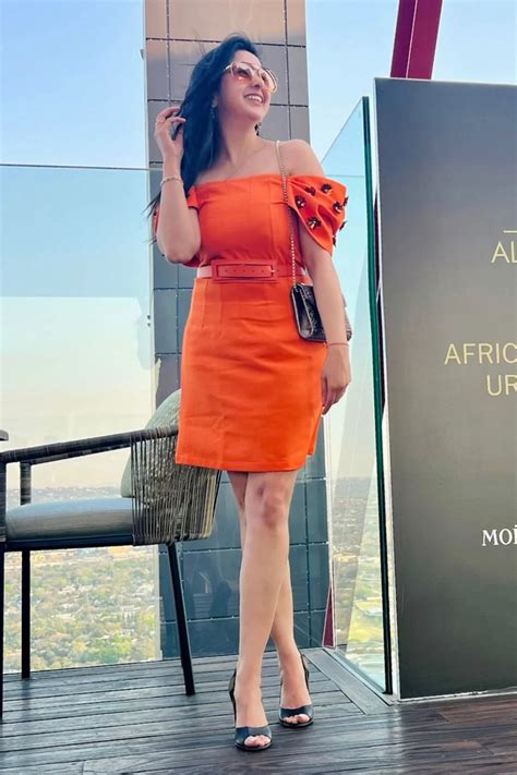 Orange Off-Shoulder Dress With Embellished Sleeves – LabelSwish