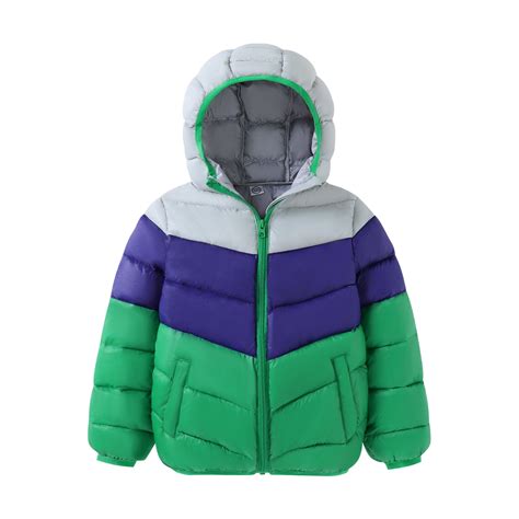 HILEELANG Kids Boy Winter Hodded Puffer Color-Block Jackets Coats Light ...