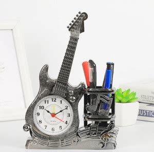 ViaZAID Guitar Pen Stand with Clock for Study Table Pencil Holder Desk ...