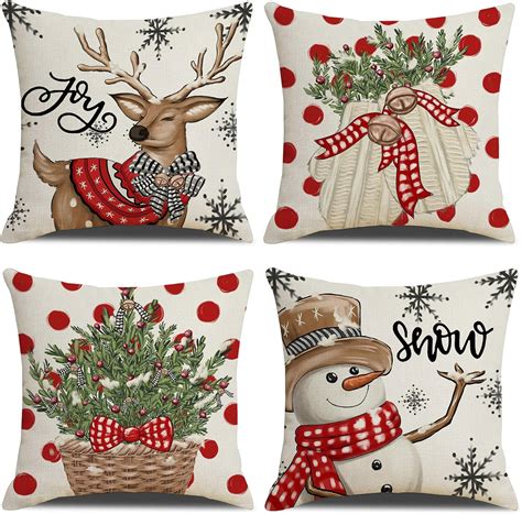 LITIVY Christmas Decor Pillow Covers Set of 4 Decorative Throw ...