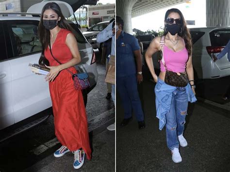 एक नजर अमीषा पटेल और मौनी रॉय के एयरपोर्ट लुक्स पर