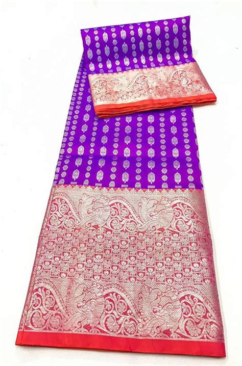 PS1V2VK221112407 Purple Handloom Venkatgiri Pure Silk Saree