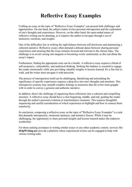 Image result for Reflective Essay Examples