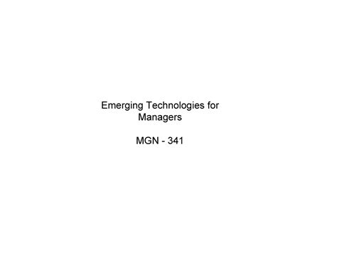 L1Artificial intelligence - Emerging Technologies for Managers MGN ...