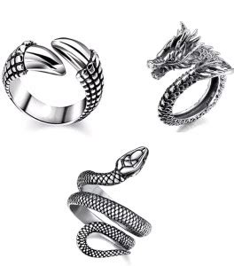 zebisco combo of 3 ring eagle claw ring snake ring and dragin eye ring ...