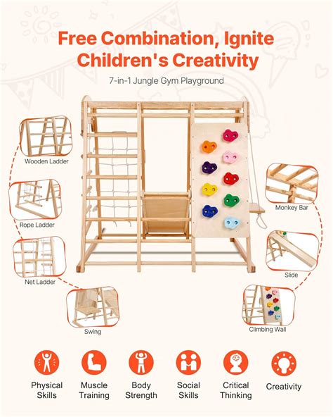 VEVOR Indoor Jungle Gym, 7-in-1 Toddler Indoor India | Ubuy