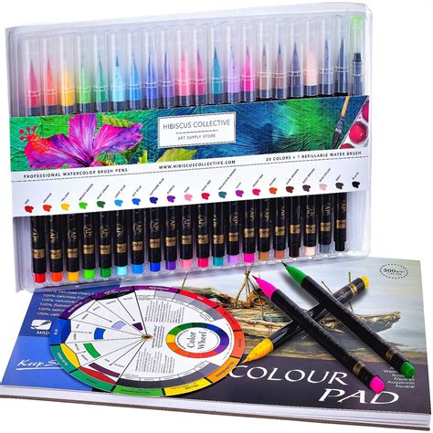 Buy Watercolor Brush Pens | 20 Colors | Watercolor Pad | Ideal ...