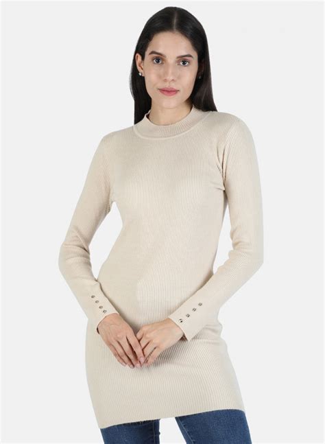 Buy Women Beige Self Long Top Online in India - Monte Carlo
