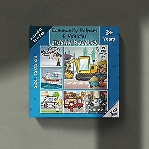 Buy Yey 6 in 1 Community Helpers and Their Vehicles Jigsaw Puzzles for ...
