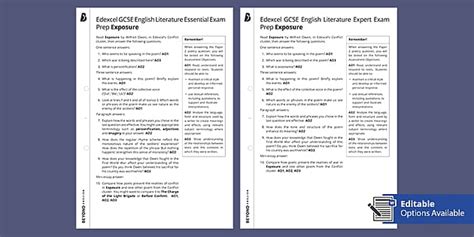 Edexcel GCSE Poetry Exam Prep - 'Exposure' Worksheet