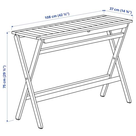 NÄMMARÖ folding table, light brown stained, 108x37 cm (421/2x145/8") - IKEA