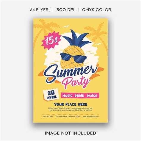 Plantilla de póster de rama de fiesta de verano | Vector Premium