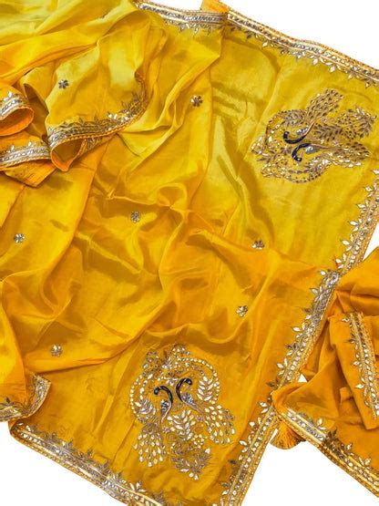Stunning Yellow Gota Patti Uppada Silk Saree - Shop Now!