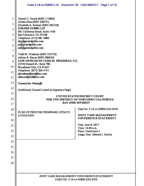 joint case management statement | Actionable Intelligence