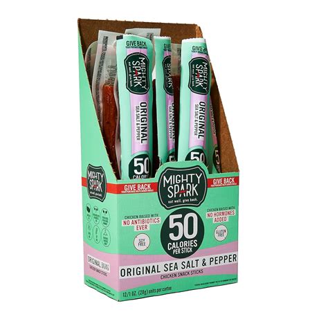 Amazon.com: Mighty Spark Chicken Snack Sticks - Original Sea Salt ...
