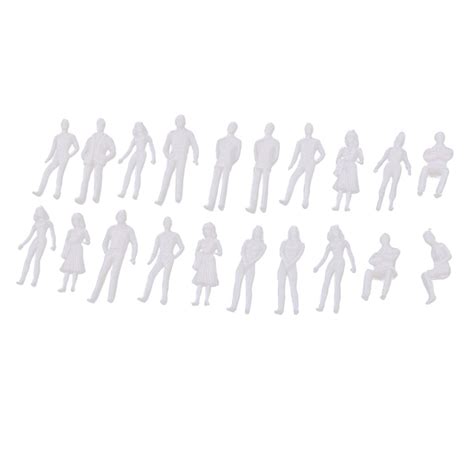 NF&E 20Pcs 1/50 O Scale Unpainted Model People Miniature Figures ...