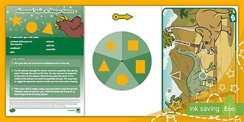 Dinosaur Spin-a-Shape Game (teacher made) - Twinkl
