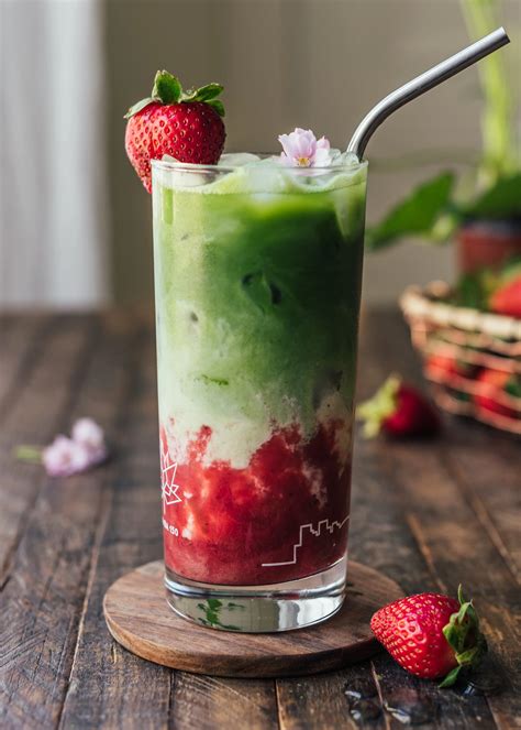 Strawberry Matcha Iced Latte — saltnpepperhere