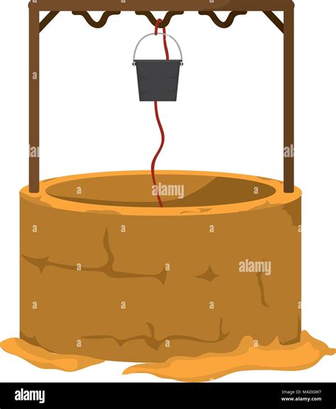 water well hole with rope and bucket vector illustration Stock Vector ...