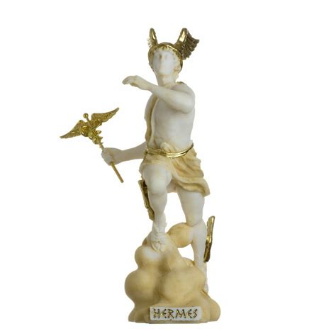 Buy Hermes Mercury God Zeus Son Roman Statue Alabaster Gold Tone 6.69 ...