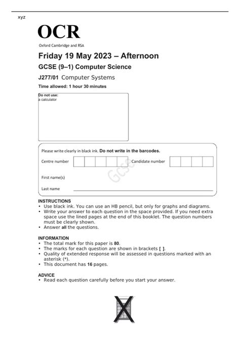 Image result for Computer Science GCSE OCR Paper 1