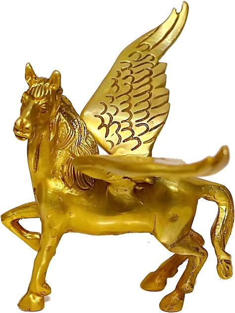 Buy Two Moustaches Flying Angel Brass Horse Showpiece for Home Decor ...