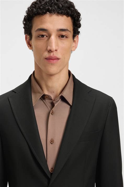 BOSS - Slim-fit jacket in machine-washable stretch fabric - Black