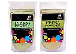 Buy Jioo Organics Henna & Indigo Leaves Powder Combo - 100gram Each ...