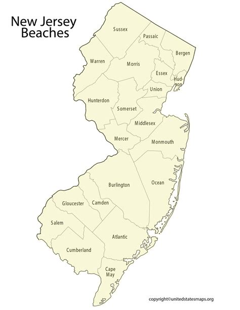 New Jersey Beaches Map | Map of New Jersey Beaches