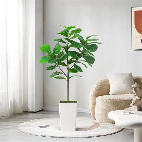 Primrue Artificial Fiddle Leaf Fig Tree, Faux Fiddle Leaf Fig Tree with ...