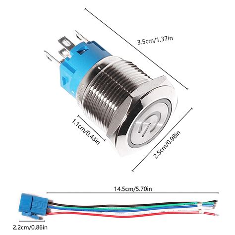 Buy Monrand Latching Push Button Switch,12V DC ON/Off Self-Locking ...