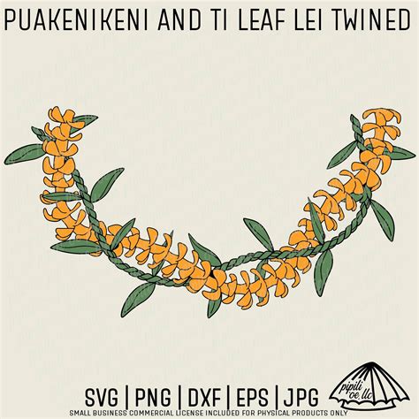 Puakenikeni and Ti Leaf Lei Twined SVG - Lei Lāʻī SVG - Puakenikeni Lei ...
