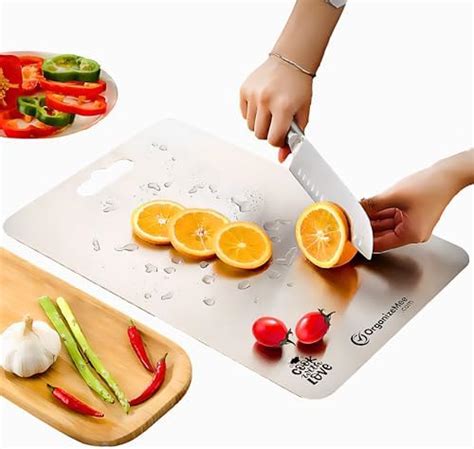 Buy OrganizeMee Large Stainless Steel Chopping Cutting Board for ...