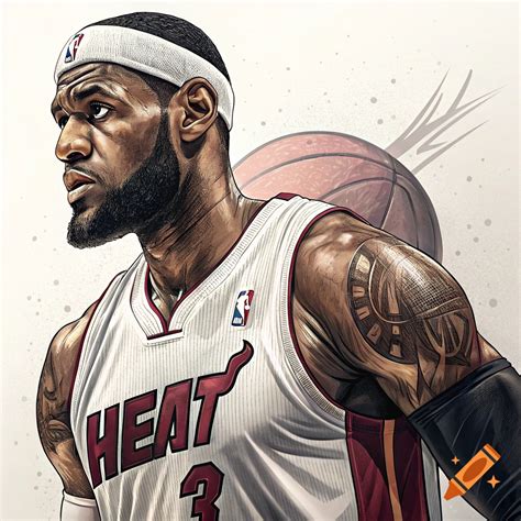 A basketball player in a Miami Heat jersey looks up in a stadium. on ...