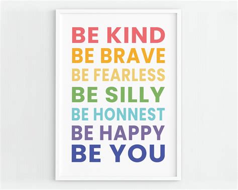 Be Kind Be Brave Be You, Nursery Wall Art, Playroom Print, Children ...