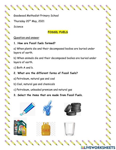 Image result for Fossil Fuels Worksheet