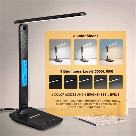 Buy LED Desk Lamp with Wireless Charger, USB Charging Port, Adjustable ...