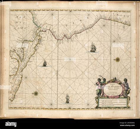 Pascaerte van Nova Hispania, Chili, Peru, en Guatimala , Coasts, Central America, Maps, Early ...