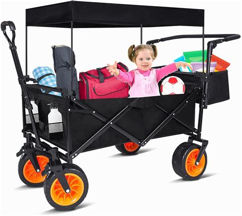 Swity Home Kids Wagon Stroller Wagons with Canopy, Seat Belt, Wheel ...