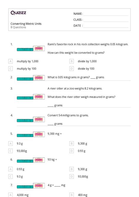 Printable Converting US (Imperial) Units Worksheets for Class 5 | Quizizz