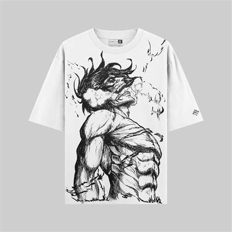Attack Titan White Oversized 240 GSM – Gizmoz.in