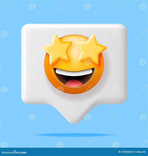 3D Excited Starry Eyed Emoticon in Chat Bubble Stock Vector ...