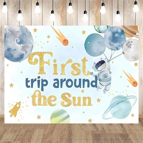 First Trip Around The Sun Backdrop Outer Space 1st Birthday Party ...