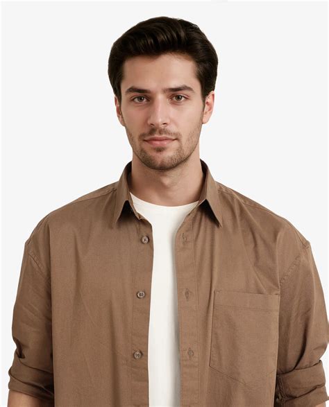 Rare Rabbit Men Lewi Khaki Cotton Lycra Fabric Full Sleeve Regular Col